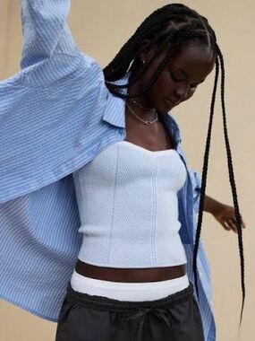 Aerie Blue Ribbed Sweater Tube Top